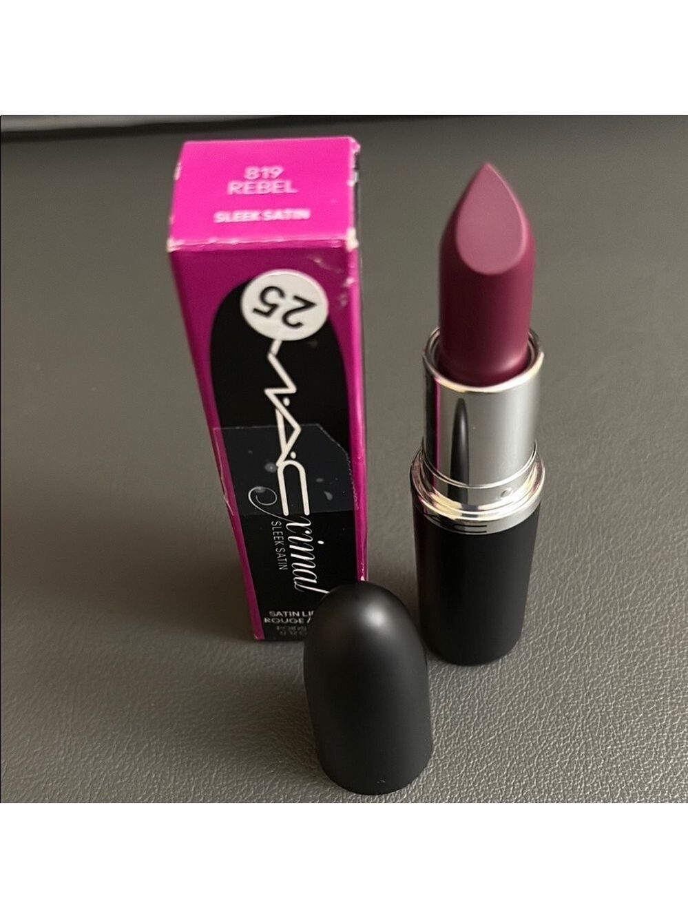 MAC Cosmetics MACximal Sleek Satin Lipstick in Rebel - Deep Purple NIB